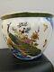 Stupéfiant Très Grand Pot De Fishbowl Oriental En Céramique Lourde Avec Paon / Oiseaux, Vgc