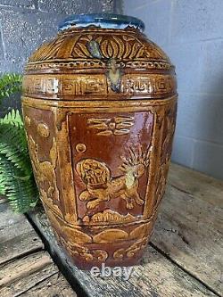 Style Antique Drip Glaze Chinese Pottery Stick Stand Parapluie Planter Urn Large