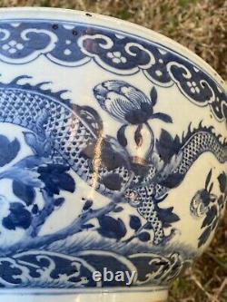 Superbe 14 Grands Bols Chinois Antiques Daoguang Bleu Et Blanc