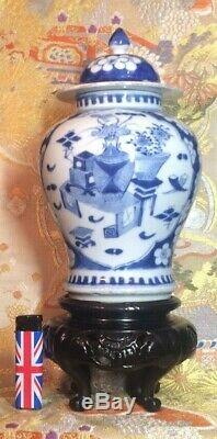 Superbe Grand Antique Bleu Porcelaine Chinoise Et Pot De Vase Blanc Avec Couvercle Marqué
