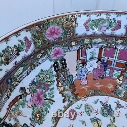 Superbe Grand Antique Chinese Famille Rose Fruit Bowl. Début 19e C. Menthe