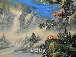 Superbe Grand Paysage D'aquarelle Chinoise Hanging Rouleau De Peinture Zhang Daqian