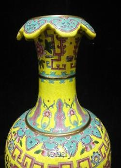 Très Grand Vase Chinois Antique Peint À La Main En Porcelaine Marqué Qianlong