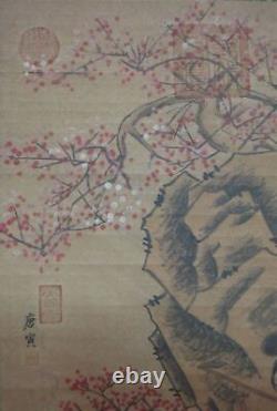 Très Grand Vieux Chinois Beau Rouleau 100% Peinture À La Main Tangyin Marks