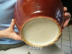 Très Grande Porcelaine Chinoise Sang De Boeuf Vase De Sang 19ème C 17.4 Haut