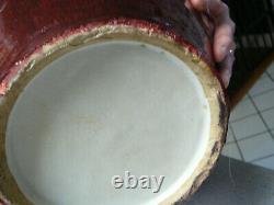 Très Grande Porcelaine Chinoise Sang De Boeuf Vase De Sang 19ème C 17.4 Haut
