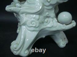 Très Rare Grand 3,2 KG Lourd Vieux Chinois Trois Porcelaine Statue Sculpture Sheeps