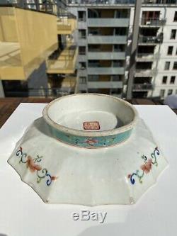 Un Grand Rarissime Chinois Antique Tongzhi Bowl Plate Figures Pieds Et Mark