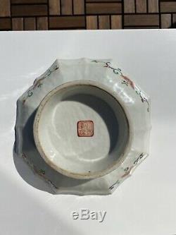 Un Grand Rarissime Chinois Antique Tongzhi Bowl Plate Figures Pieds Et Mark