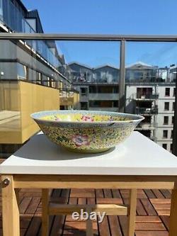 Une Antique Grande Famille Chinoise Plate-bowl Fleurs Motive Fin Du 19e C Rose Au Début