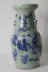 Vase Chinois Antique 19ème Siècle En Porcelaine Bleue Et Blanche Céladon Grand Vase