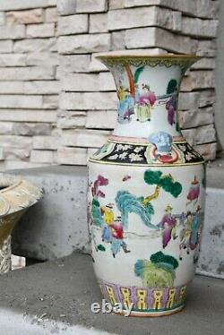 Vase Chinois Rose Famille, Vase Chinois Antique Avec Visage De Bête, 43cm