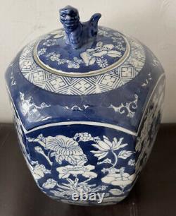 Vase De Balustre Bleu Chinois Et Blanc Avec Lime 33cm