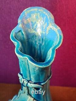 Vase De Figural Awaji Turquoise Japonais Antique