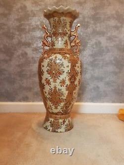 Vase De Jiaqing D'or Chinois Antique Et De Fleur Blanche