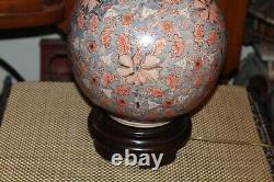 Vase De Poterie De Porcelaine Chinoise Grande Lampe De Table Convertie Multi Couleurs Fleurs