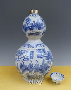 Vase Dutch Delft Double Gourde + Transition Chinoise Argent