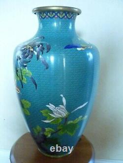 Vase chinoise en cloisonné antique/vintage de grande taille, décor de fleurs des 15ème et 19ème siècles