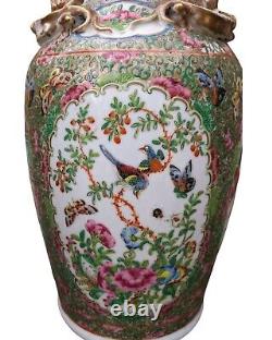 Vases De Rose De Famille Chinoise De Grande Paire Antique