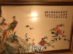 Very Large Antique / Vintage Chinois Silk Needlework Embroidery Panel / Scroll