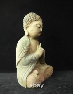 Vieille Grande Main Chinoise En Bois Carving Shakyamuni Bouddha Statue Sculpture