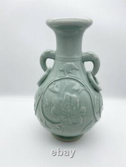 Vieilles Grandes Poignées De Vase Chinois Vert Calédon