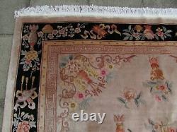 Vintage À La Main Art Déco Tapis Chinois Laine Beige Grand Tapis De Rug 345x260cm