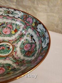 Vintage Antique Chinese Famille Rose Médaillon Canton Porcelaine Bol Grand 10