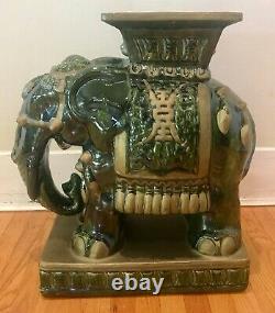 Vintage Grand 1970 Ceramic Elephant Garden Stool / Table D’côté