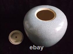 Vintage Grand Chinese Porcelaine Crackle Glacé Lided Jar 13