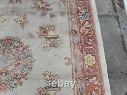 Vintage Hand Made Art Déco Chinese Carpet Beige Wool Large Rug Carpet 250x170cm