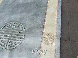 Vintage Hand Made Art Déco Chinese Carpet Blue Wool Large Rug Carpet 275x179cm