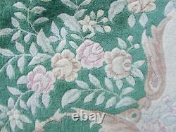 Vintage Hand Made Art Déco Chinese Oriental Green Wool Grand Tapis 338x248cm