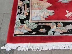 Vintage Hand Made Art Déco Chinese Oriental Red Wool Grand Tapis 320x250cm