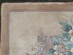 Vintage Hand Made Art Déco Chinese Pink Beige Wool Grand Tapis 305x245cm
