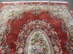 Vintage Hand Made Art Déco Chinois Tapis Rouge Laine Grand Tapis Tapis 375x277cm
