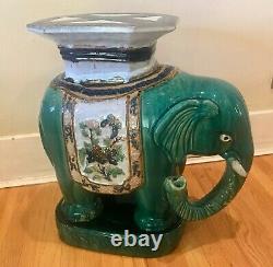 Vintage Large 1960s Vietnamienne Ceramic Elephant Plant Stand / Table Latérale