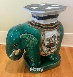 Vintage Large 1960s Vietnamienne Ceramic Elephant Plant Stand / Table Latérale