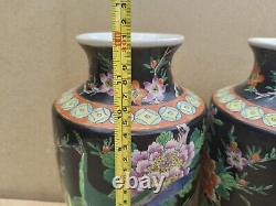 Vintage Old Antique Style Oriental Japonais Grand Lourd Chine Vases Paire 2