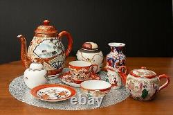 Vintage Une Sélection D'ornements Chinois Anciens Porcelaine Grand Ensemble De Thé